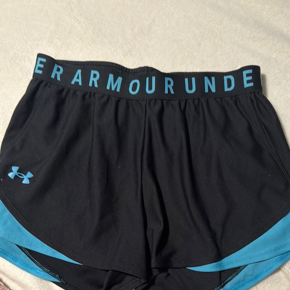 Under Armour Women's Black and Blue Shorts